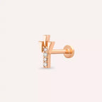 Stub Pırlanta Taşlı Rose Altın Piercing