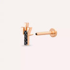 Stub Siyah Pırlanta Taşlı Rose Altın Piercing