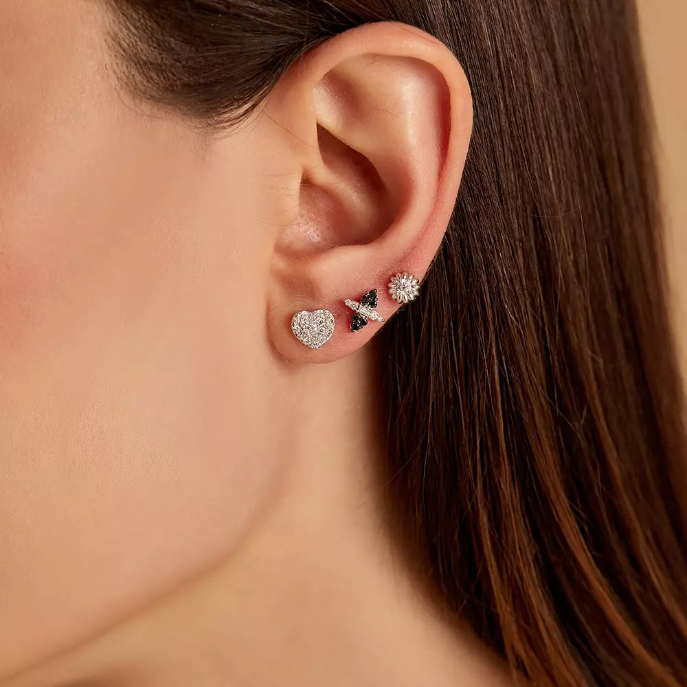 Soleil Diamond White Gold Single Earring