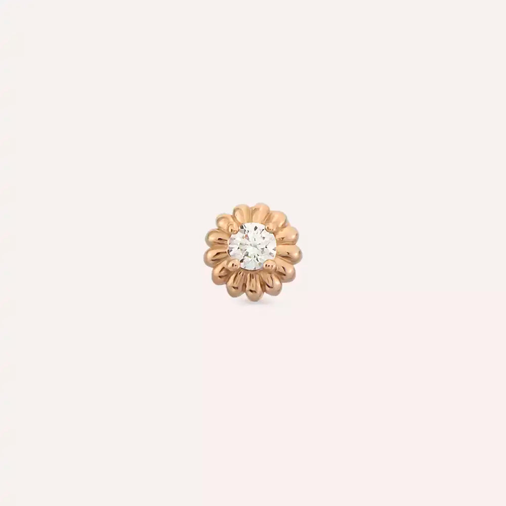 Soleil Pırlanta Taşlı Rose Altın Piercing