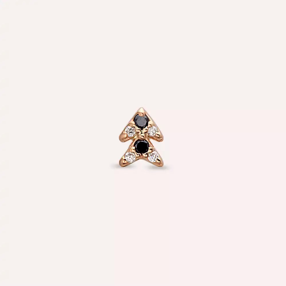 Supra Siyah Pırlanta Taşlı Rose Altın Piercing