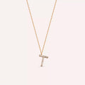 T Letter 0.06 CT Diamond Rose Gold Necklace