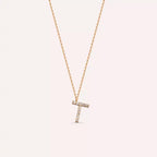 T Letter 0.06 CT Diamond Rose Gold Necklace