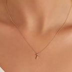 T Letter 0.06 CT Diamond Rose Gold Necklace