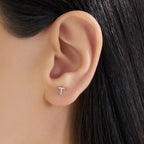 T Letter Diamond White Gold Piercing