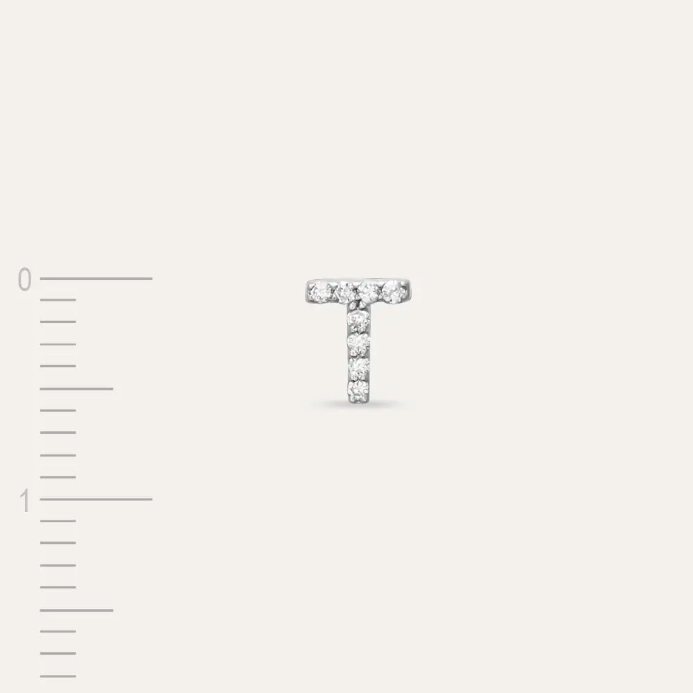 T Letter Diamond White Gold Piercing