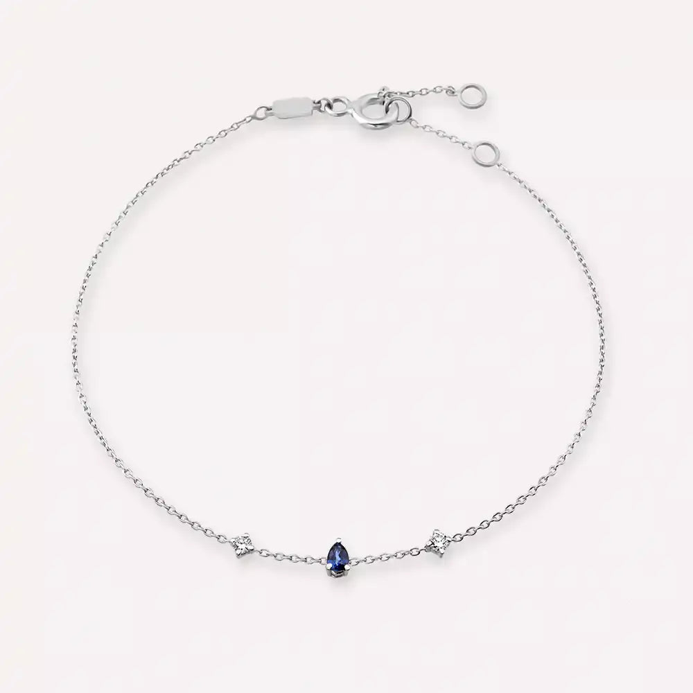 Tear Sapphire and Diamond White Gold Bracelet