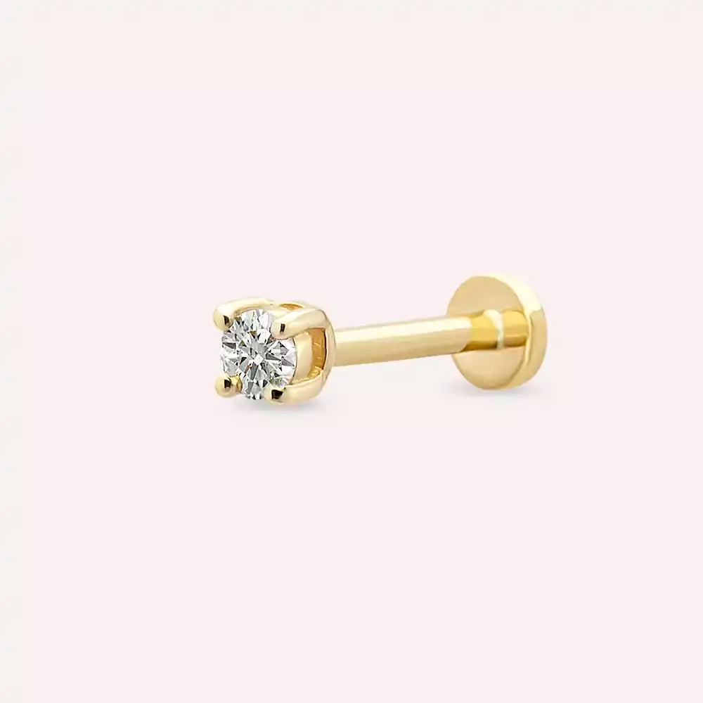 Tektaş Pırlanta Taşlı Sarı Altın Piercing