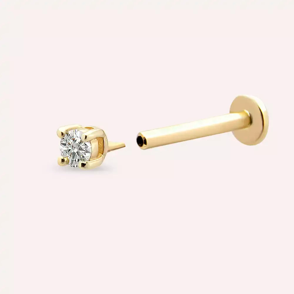 Tektaş Pırlanta Taşlı Sarı Altın Piercing