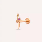 Tiara Multicolor Safir Taşlı Rose Altın Piercing