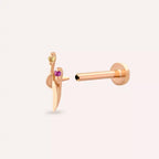 Tiara Multicolor Safir Taşlı Rose Altın Piercing