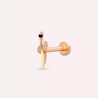 Tiara Siyah Pırlanta Taşlı Rose Altın Piercing