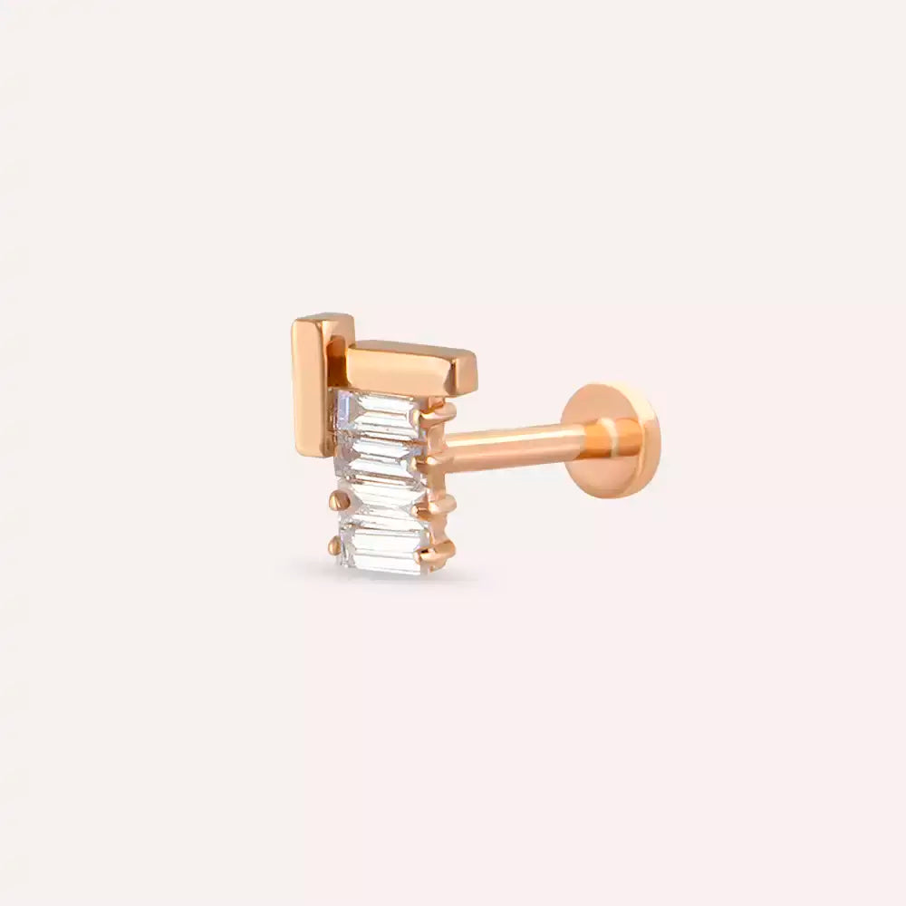 Tight Pırlanta Taşlı Rose Altın Piercing