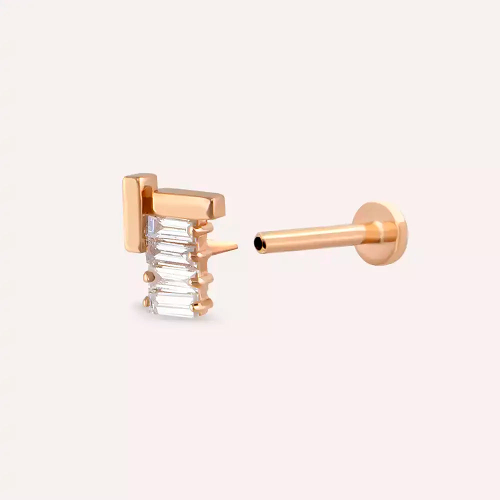 Tight Pırlanta Taşlı Rose Altın Piercing