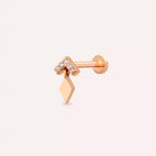 Tina Pırlanta Taşlı Rose Altın Piercing
