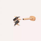 Tough Siyah Pırlanta Taşlı Rose Altın Piercing