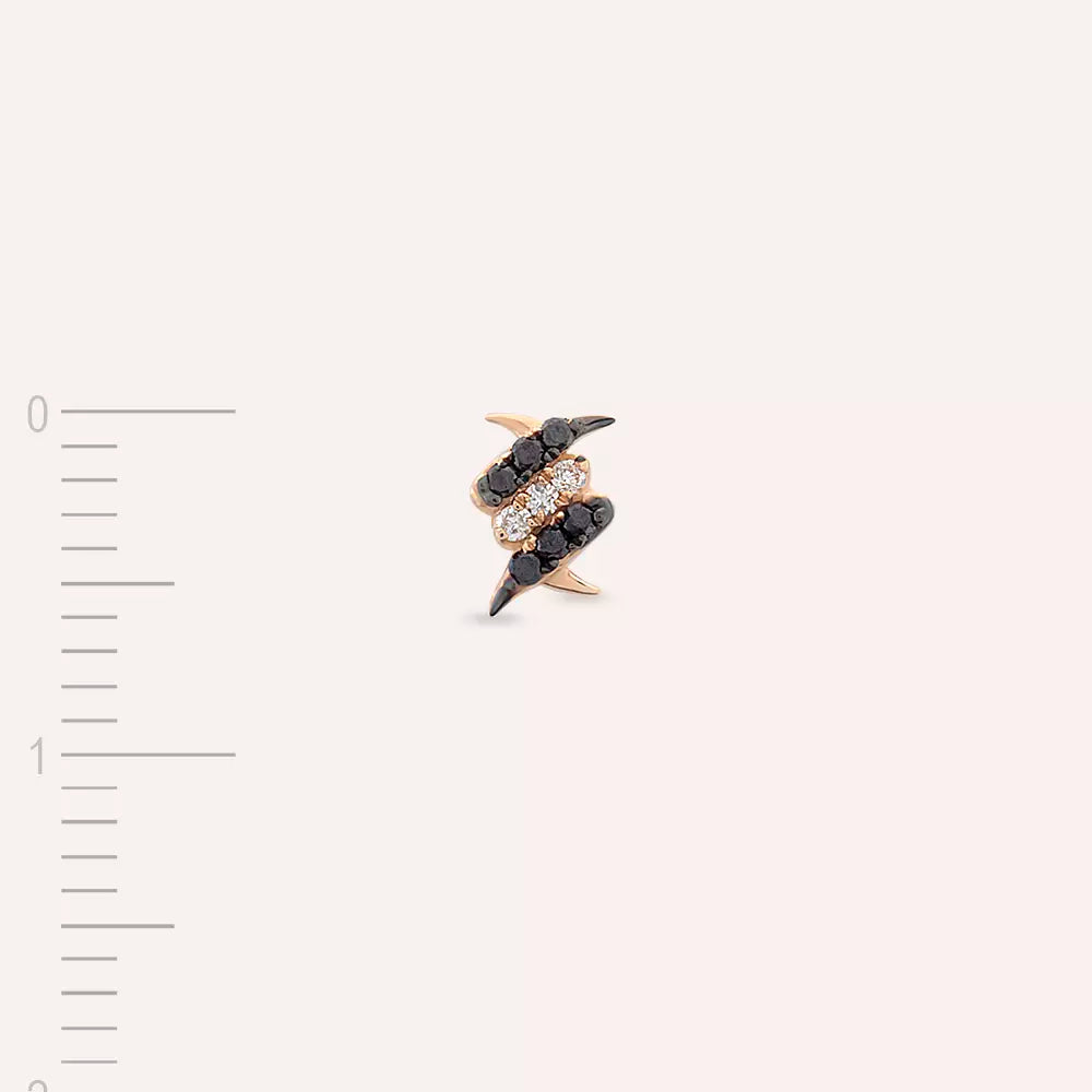 Tough Black Diamond Rose Gold Single Earring
