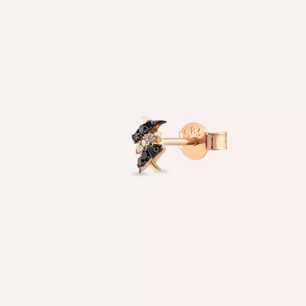 Tough Black Diamond Rose Gold Single Earring
