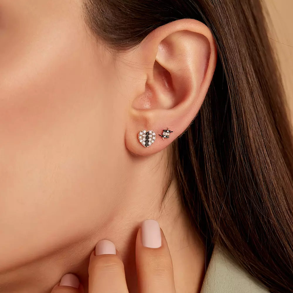 Tough Black Diamond Rose Gold Single Earring