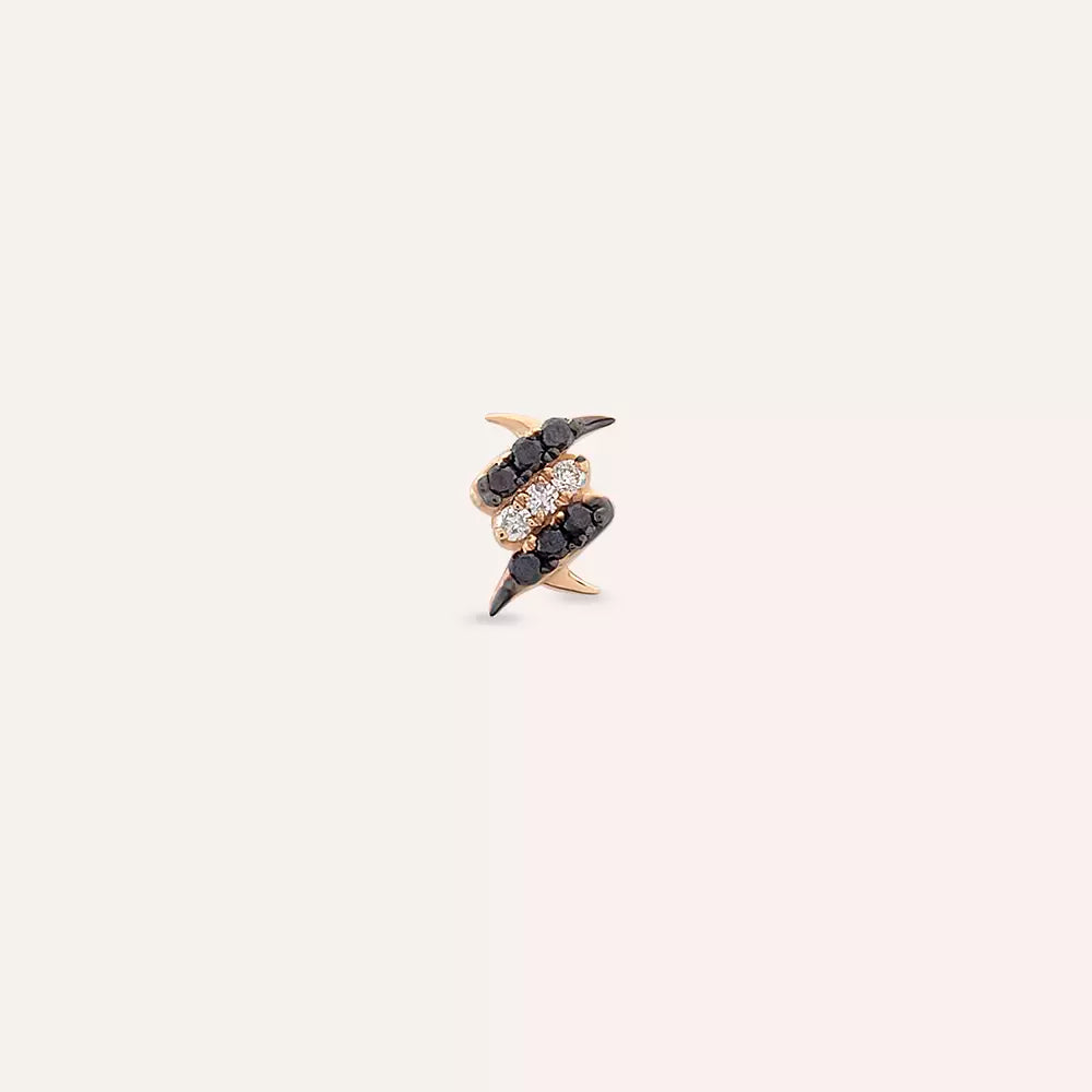 Tough Black Diamond Rose Gold Single Earring