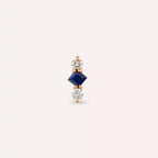 Tress Blue Safir ve Pırlanta Taşlı Rose Altın Piercing