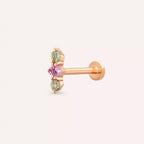 Tress Multicolor Safir Taşlı Rose Altın Piercing