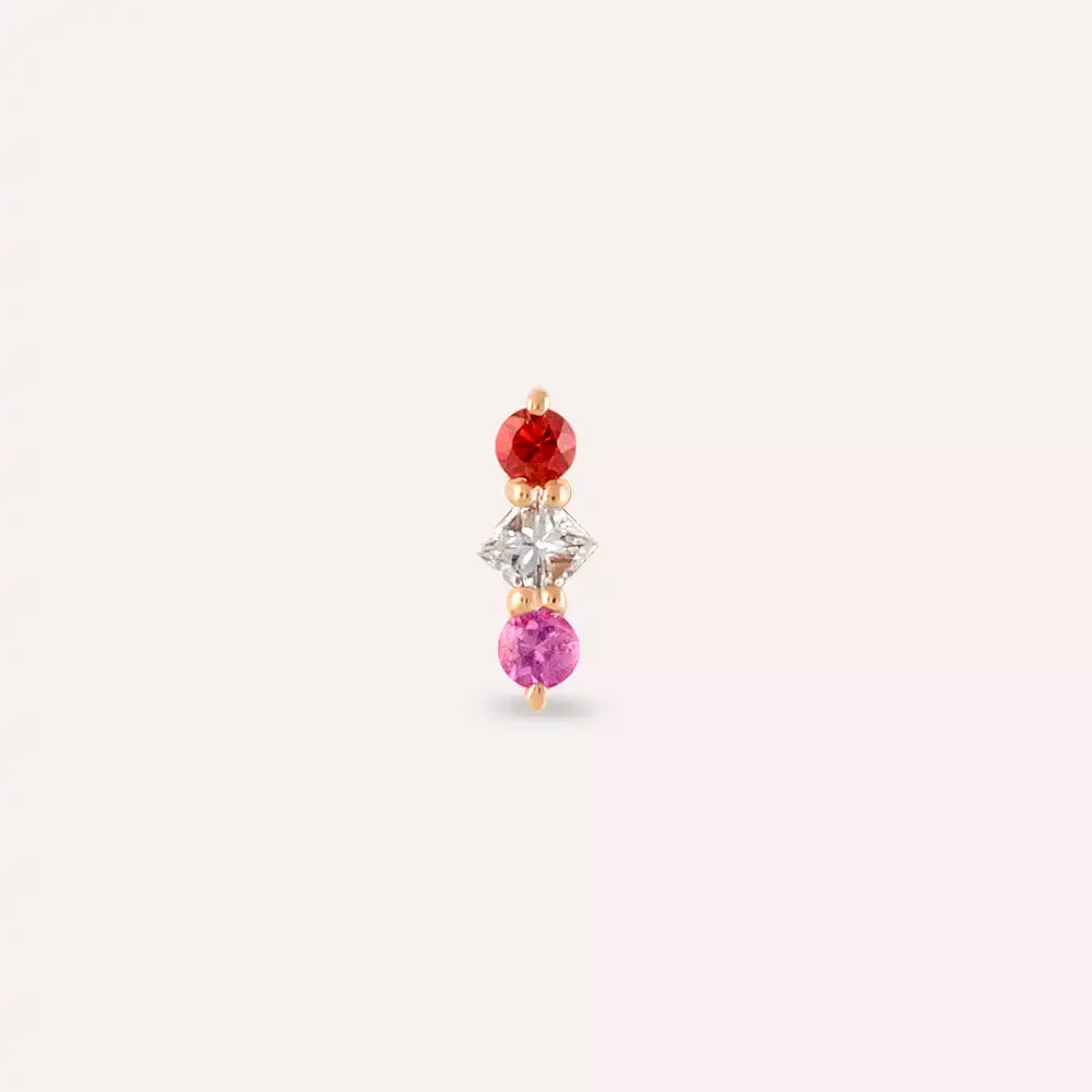 Tress Multi-Color Sapphire and Diamond Rose Gold Piercing