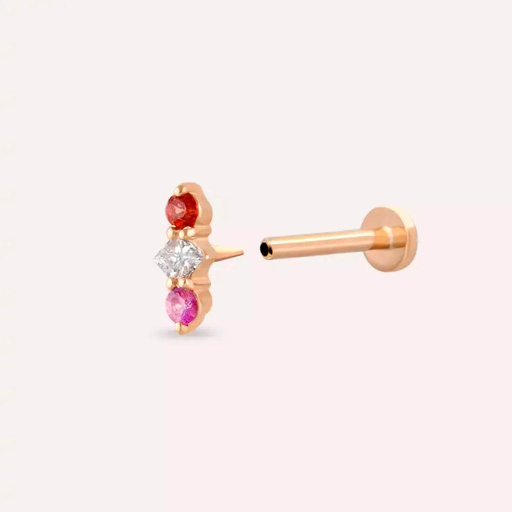 Tress Multi-Color Sapphire and Diamond Rose Gold Piercing