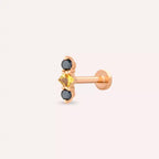 Tress Multicolor Safir ve Siyah Pırlanta Taşlı Rose Altın Piercing