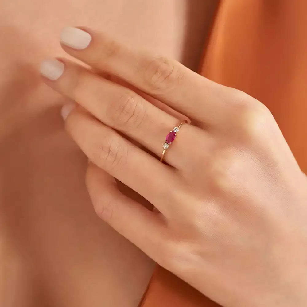 Tria 0.32 CT Ruby and Diamond Rose Gold Ring
