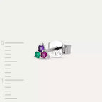 Triangle Amethyst, Emerald, and Ruby Mini Single Earring