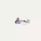 Triangle Brown Diamond, Amethyst, and Aquamarine Mini Single Earring