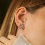 Triangle Brown Diamond, Amethyst, and Aquamarine Mini Single Earring