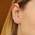 Triangle Brown Diamond, Amethyst, and Aquamarine Mini Single Earring