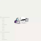 Triangle Diamond, Amethyst, and Aquamarine Mini Single Earring