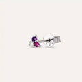 Triangle Diamond, Amethyst and Ruby White Gold Mini Single Earring