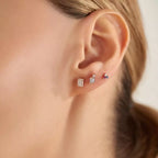 Triangle Diamond, Sapphire and Ruby Mini Single Earring