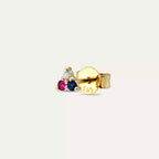 Triangle Diamond, Sapphire, and Ruby Mini Single Earring