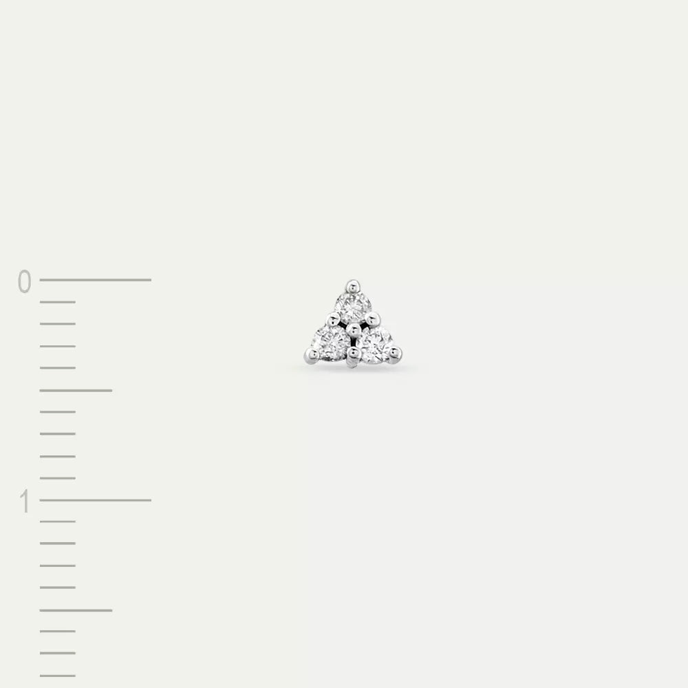 Triangle Diamond White Gold Single Earring