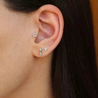 Triangle Diamond White Gold Single Earring