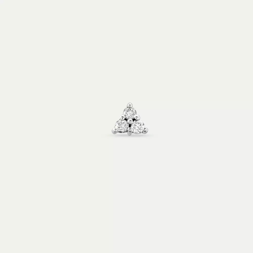 Triangle Diamond White Gold Single Earring