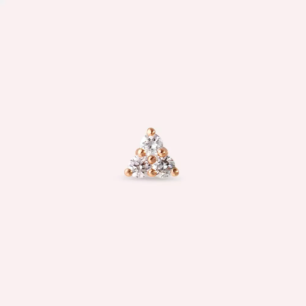 Triangle Diamond Rose Gold Mini Single Earring