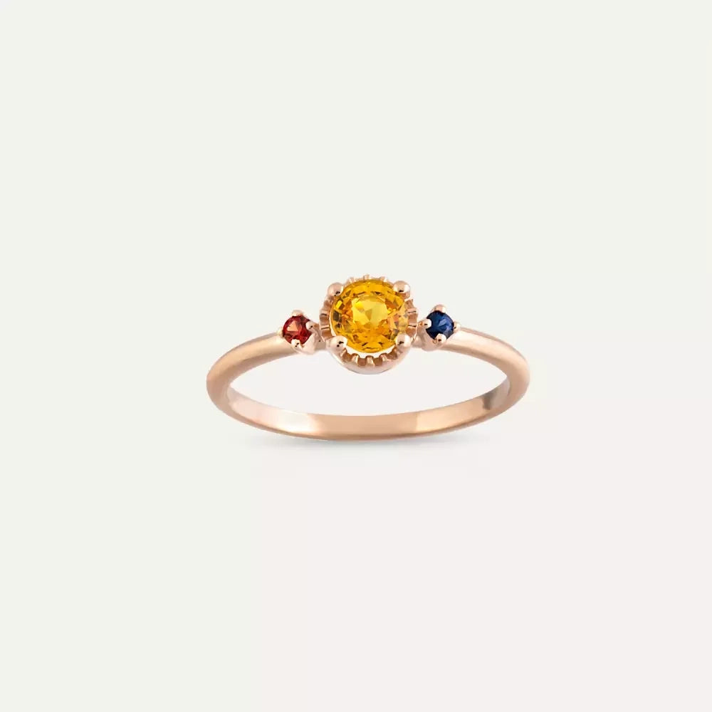 Trine 0.60 CT Multicolor Sapphire Rose Gold Ring