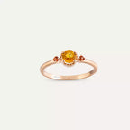 Trine Orange ve Red Safir Taşlı Rose Altın Yüzük