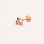 Triple Pırlanta Taşlı Rose Altın Piercing