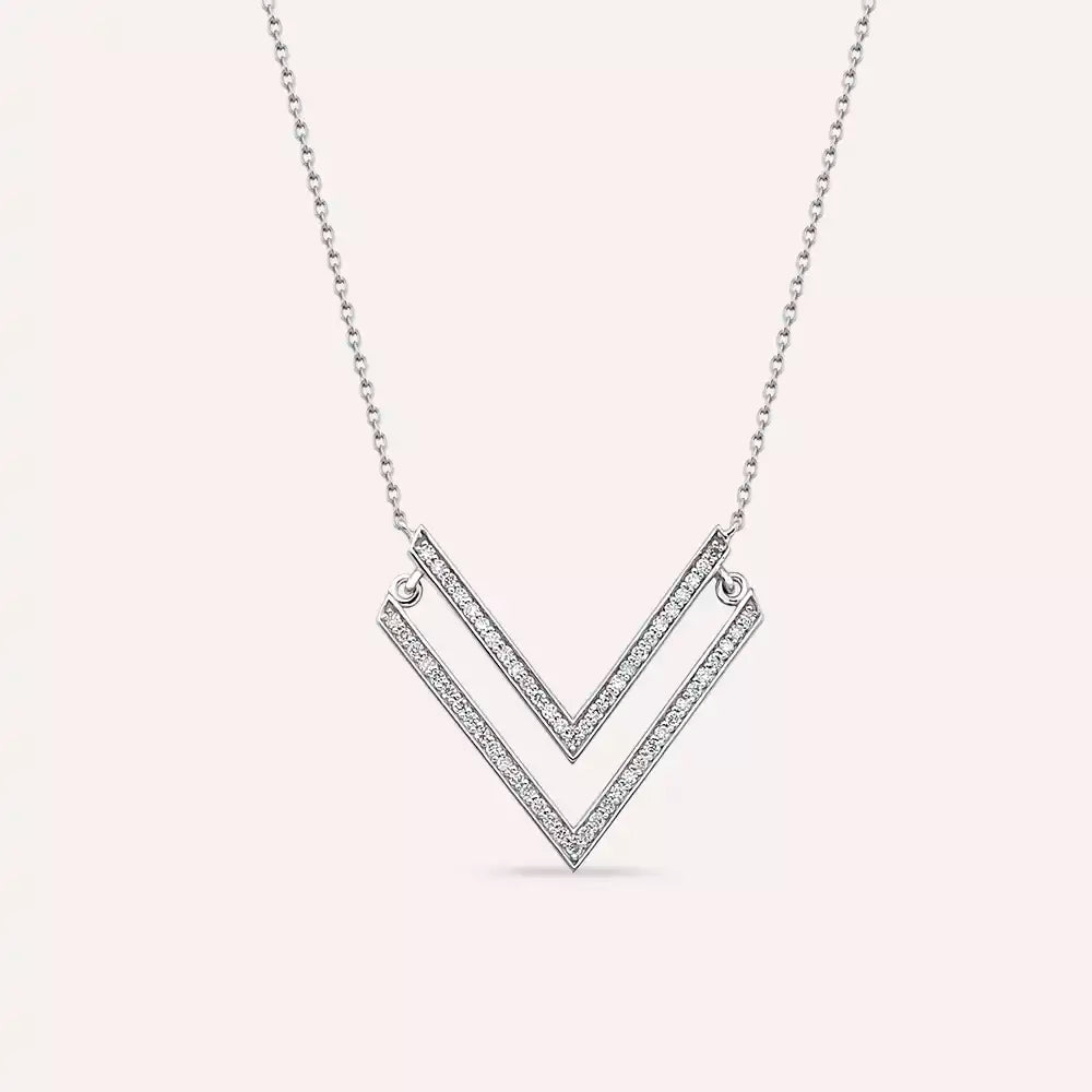 Vector 0.26 CT Pırlanta Taşlı Beyaz Altın Kolye