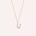 U Letter 0.10 CT Diamond Rose Gold Necklace