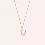 U Harf 0.10 CT Pırlanta Taşlı Rose Altın Kolye