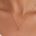 U Harf 0.10 CT Pırlanta Taşlı Rose Altın Kolye
