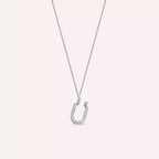 U Letter 0.12 CT Diamond White Gold Necklace